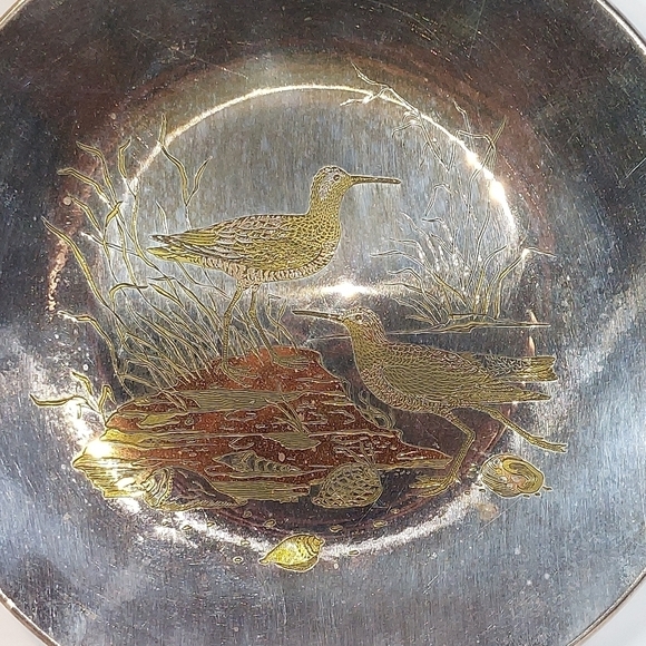 Reed & Barton Damascene Silverplated Audubon Sandpiper Birds Plated Numbered. - Picture 2 of 8